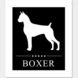 Boxer Dog White Silhouette Posters and Art